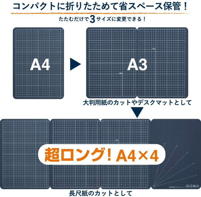 小さくたためるワイドカッターマット　キングジム　 7804ネイ