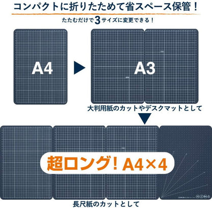 小さくたためるワイドカッターマット　キングジム　 7804ネイ
