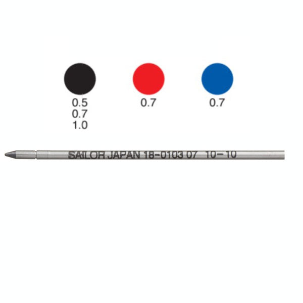 油性ボールペン用 替芯 [0.5・0.7・1.0ｍｍ] 　 セーラー万年筆　18-0103-**0 [M便 1/20]