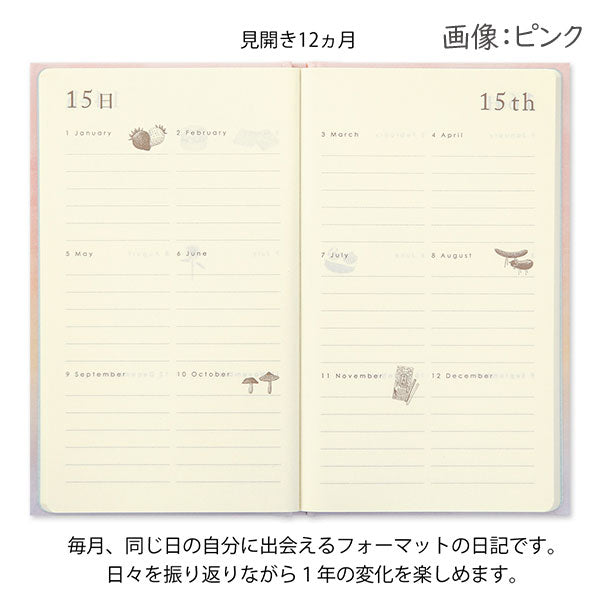 見開き12ヵ月連用 [扉] [全3色] デザインフィル(ミドリ) 28-12*** [M便 1/4]