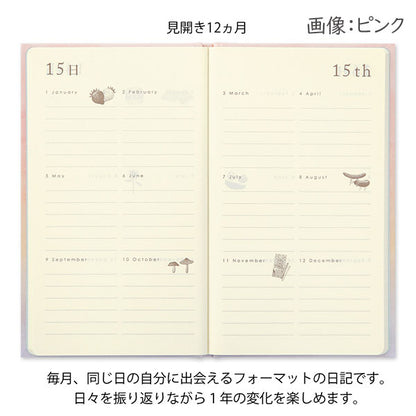 見開き12ヵ月連用 [扉] [全3色] デザインフィル(ミドリ) 28-12*** [M便 1/4]