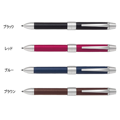ツープラスワンリッジ レザー　  多機能  多色ボールペン 2+1　 0.5芯シャープ/0.7油性芯（黒・赤）  パイロット BTHR-3SL