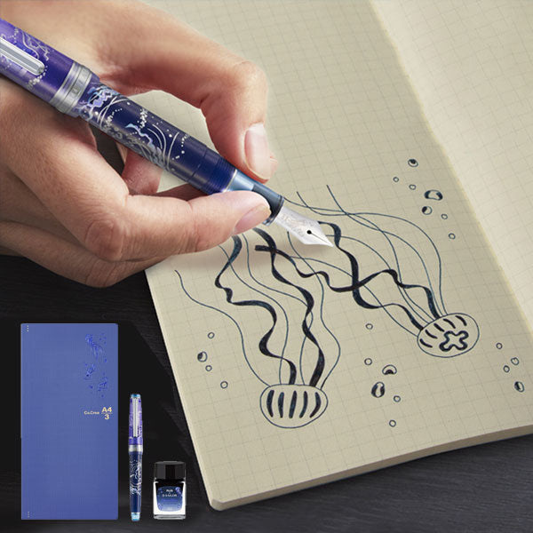 (11/18園田)【限定】カ.クリエ プレミアムクロス×プロフェッショナルギアスリム 海月セット クリアパープル×クリアネイビー 字幅(EF/MF/B) セーラー万年筆 10-8829【送料無料*】