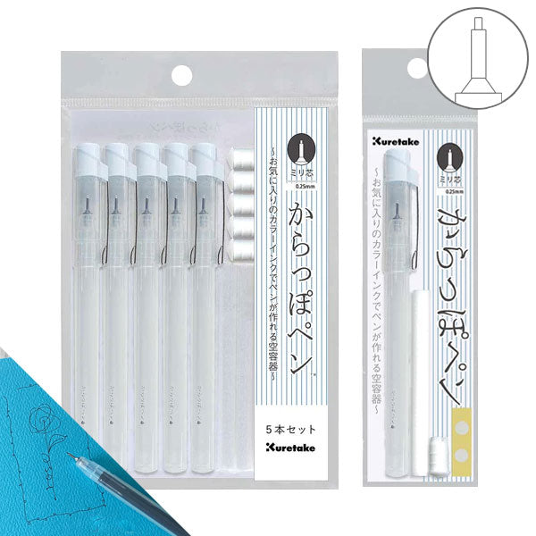 からっぽペン ミリ芯 [単品/5本セット] 呉竹 ECF160-403/455 [M便 1/2]