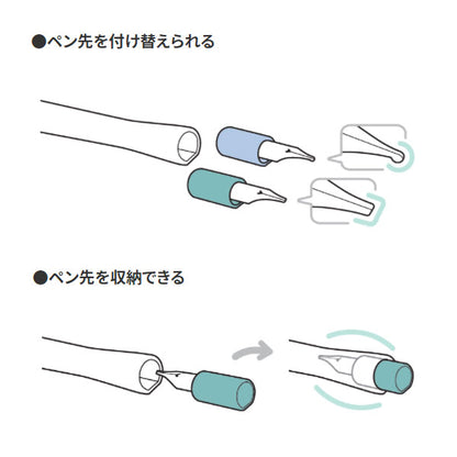 hocoro《ホコロ》 万年筆ペン先のつけペン (細字・1.0ｍｍ 各２色) ペン先１個+ペン軸１本入り セーラー万年筆 12-013*-***［M便 1/10］
