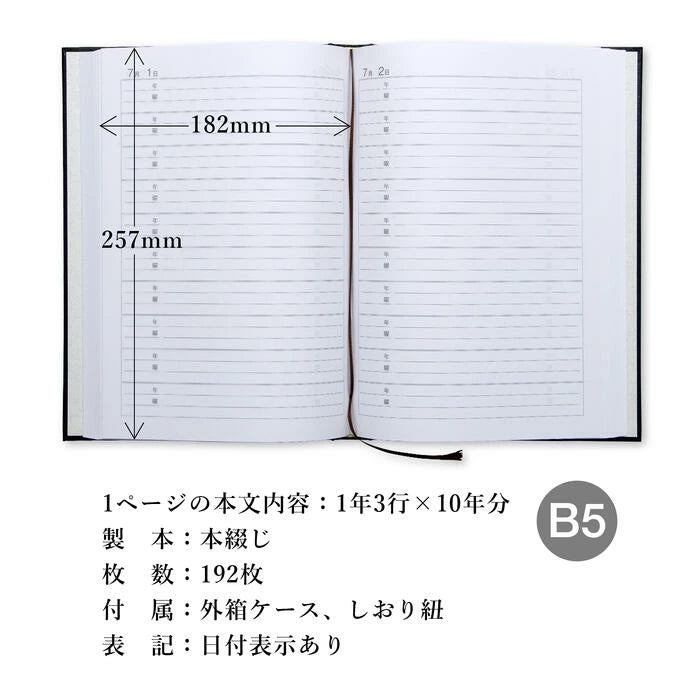 10年用日記《日付表示あり》B5 アピカ D305 日記帳