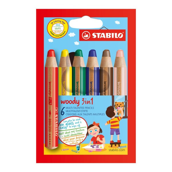 STABILO 色鉛筆 ウッディー3in1 [6色セット] スタビロ 8806