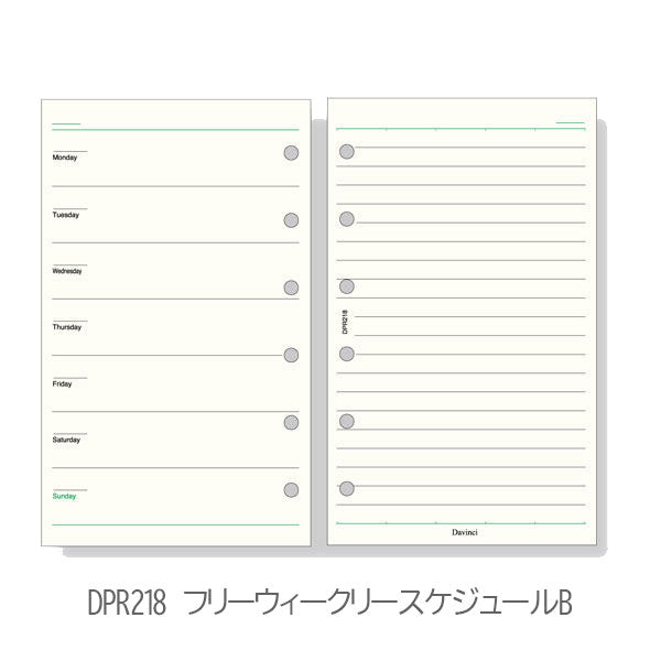 [Davinci] フリーウィークリースケジュール ポケットサイズ 手帳リフィル ［全3種］ レイメイ藤井 DPR204/218/217 [M便 1/18]