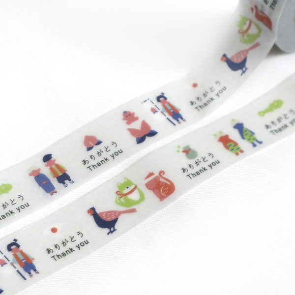 【当店オリジナル】mt マスキングテープ 太巻きタイプ 18mm×30m [桃太郎 ありがとう] 1巻入り カモ井加工紙 ｵﾘｼﾞﾅﾙMT-F01 [M便 1/4]