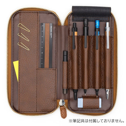 ラウンドジップペンケース エッセンシャル［全4色] ADRIAレザー ラダイト《Luddite》LDKA-RPNE-【送料無料*】