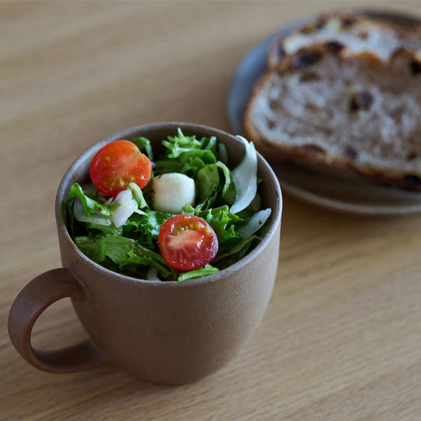 GOOD MORNING マグカップ 300 [ナチュラル] ロゴ入り 再生備前 the continue RI-CO MUG300-N-01 専用ボックス入り