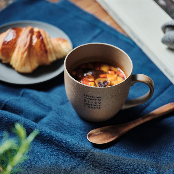 GOOD MORNING マグカップ 300 [ナチュラル] ロゴ入り 再生備前 the continue RI-CO MUG300-N-01 専用ボックス入り