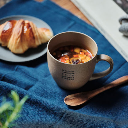 GOOD MORNING マグカップ 300 [ナチュラル] ロゴ入り 再生備前 the continue RI-CO MUG300-N-01 専用ボックス入り