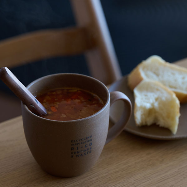 GOOD MORNING マグカップ 300 [ナチュラル] ロゴ入り 再生備前 the continue RI-CO MUG300-N-01 専用ボックス入り