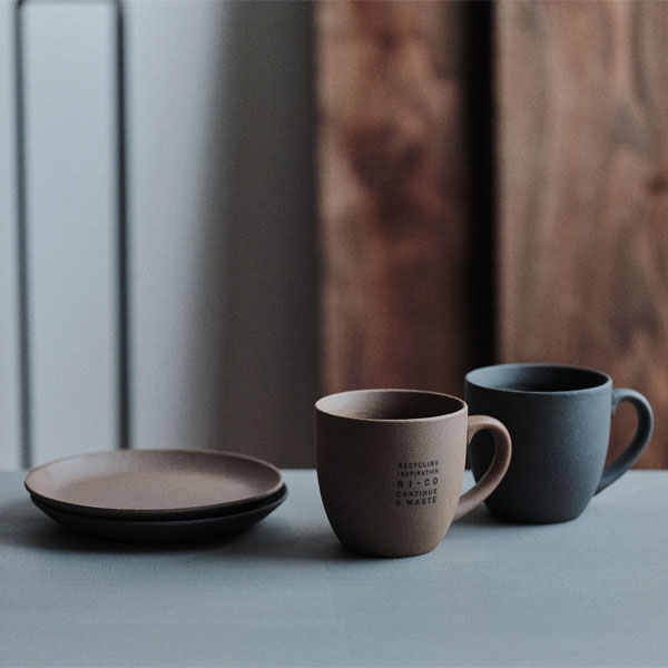 GOOD MORNING マグカップ 200 プレートセット [ナチュラル/グレイカラー] 再生備前 the continue MUG200&amp;PLT 専用ボックス入り
