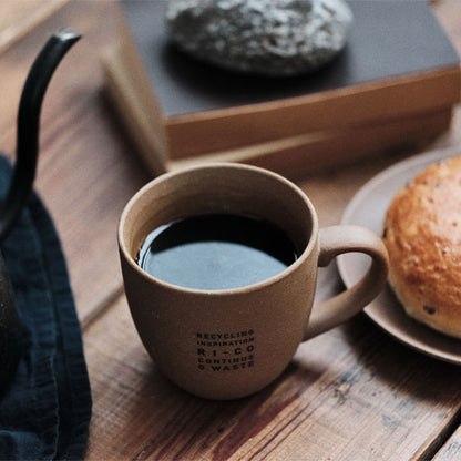 GOOD MORNING マグカップ 200 プレートセット [ナチュラル/グレイカラー] 再生備前 the continue RI-CO MUG200&amp;PLT 専用ボックス入り