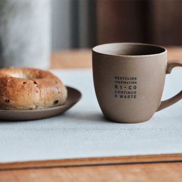 GOOD MORNING マグカップ 200 プレートセット [ナチュラル/グレイカラー] 再生備前 the continue RI-CO MUG200&amp;PLT 専用ボックス入り
