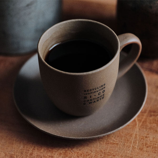 GOOD MORNING マグカップ 200 プレートセット [ナチュラル/グレイカラー] 再生備前 the continue RI-CO MUG200&amp;PLT 専用ボックス入り