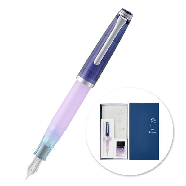 【限定】カ.クリエ プレミアムクロス×万年筆 レクル 夢宵セット クリアネイビー×パープル 字幅(MF) セーラー万年筆 10-8998-340【送料無料*】