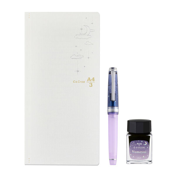 【限定】カ.クリエ プレミアムクロス×万年筆 プロフェッショナルギアスリム 夢宵セット クリアネイビー×パープル 字幅(MF) セーラー万年筆 10-8999-340【送料無料*】