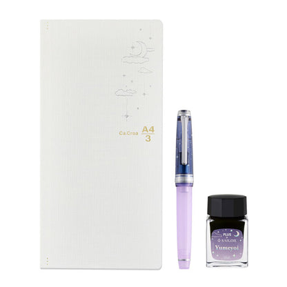 【限定】カ.クリエ プレミアムクロス×万年筆 プロフェッショナルギアスリム 夢宵セット クリアネイビー×パープル 字幅(MF) セーラー万年筆 10-8999-340【送料無料*】