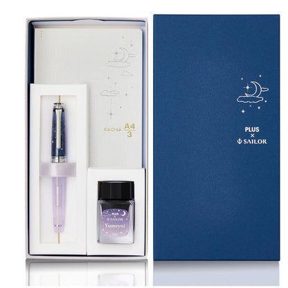 【限定】カ.クリエ プレミアムクロス×万年筆 プロフェッショナルギアスリム 夢宵セット クリアネイビー×パープル 字幅(MF) セーラー万年筆 10-8999-340【送料無料*】