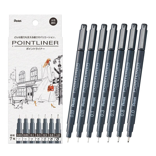 ポイントライナー《POINTLINER》線幅 7種セット マーカー ぺんてる S20P-7STA [M便 1/3]