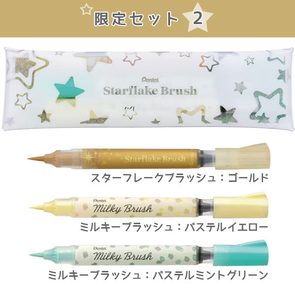 【限定！】スターフレークブラッシュ 限定セット オリジナルペンケース付きセット [全4種類] ぺんてる GFH-SPST/SAST [M便 1/5]