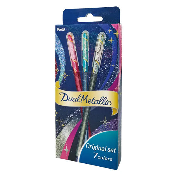 Dual Metallic《デュアルメタリック》オリジナルセット [全7色] 1.0mm グリッター顔料 ぺんてる K110-D7STA  [M便 1/4]