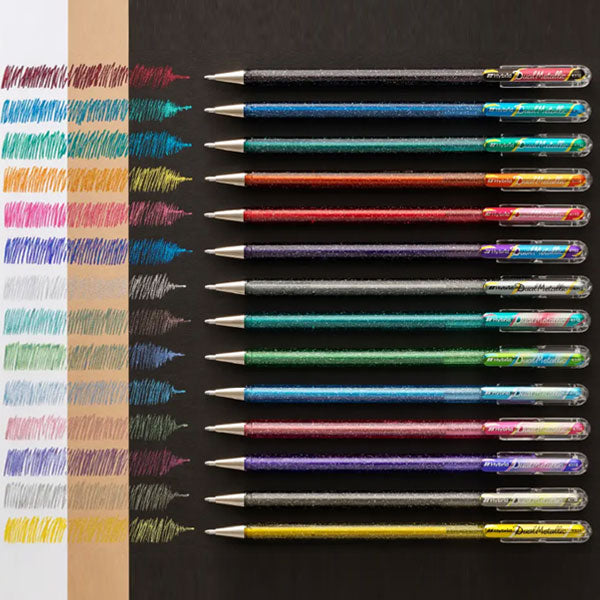 Dual Metallic《デュアルメタリック》オリジナルセット [全7色] 1.0mm グリッター顔料 ぺんてる K110-D7STA  [M便 1/4]