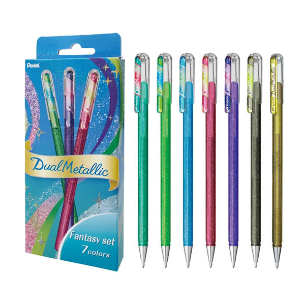 Dual Metallic《デュアルメタリック》ファンタジーセット [全7色] 1.0mm グリッター顔料 ぺんてる K110-D7STB [M便 1/4]