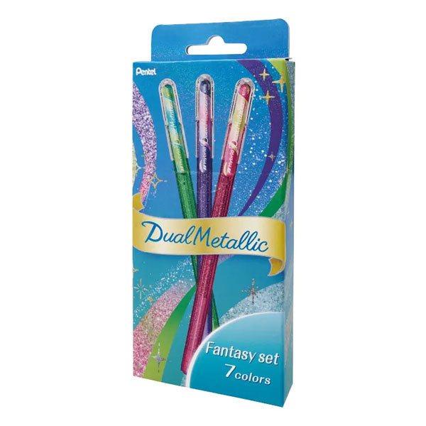 Dual Metallic《デュアルメタリック》ファンタジーセット [全7色] 1.0mm グリッター顔料 ぺんてる K110-D7STB [M便 1/4]
