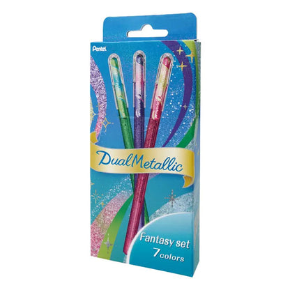 Dual Metallic《デュアルメタリック》ファンタジーセット [全7色] 1.0mm グリッター顔料 ぺんてる K110-D7STB [M便 1/4]