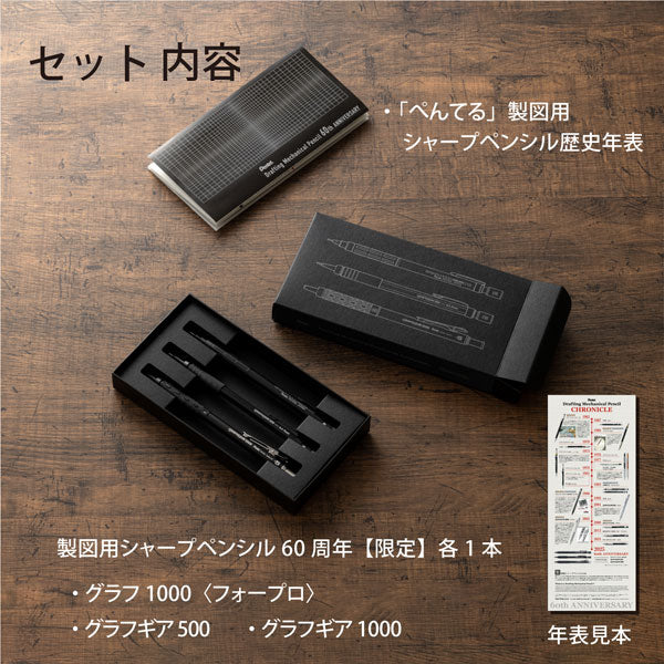 【限定】製図用シャープペンシル60th 3本セット [0.5mm] ぺんてる PGANAST