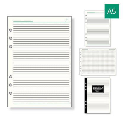 [Davinci] 横罫ノート 5.0mm罫 6.5mm罫 A5サイズ 手帳リフィル [全6種] レイメイ藤井 DAR294/295/4351/400/455/459 [M便 1/12]