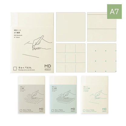 《MD PRODUCT》MDノート A7 [無罫/横罫/方眼罫/ドット方眼] デザインフィル 15372/15373/15374/15375 [M便 1/12]