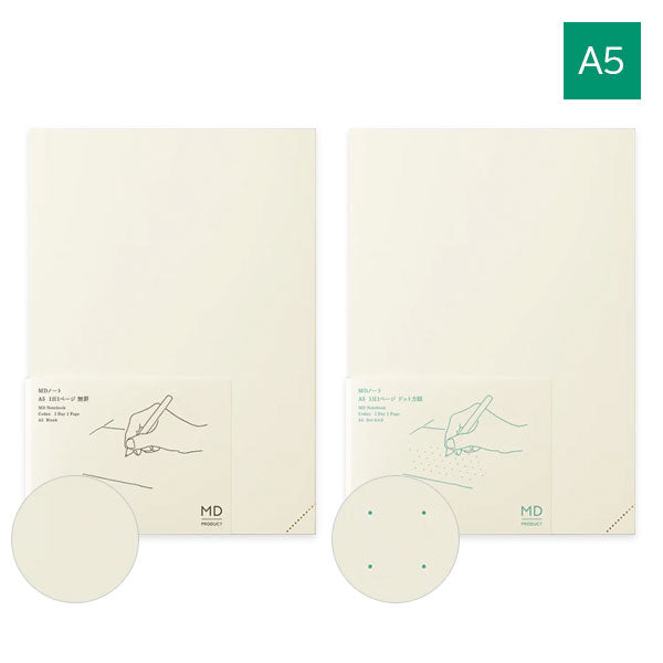 《MD PRODUCT》MDノート A5 1日1ページ [無罫/ドット方眼] デザインフィル 15389/15390 【1冊のみネコポス可】[M便 1/1]