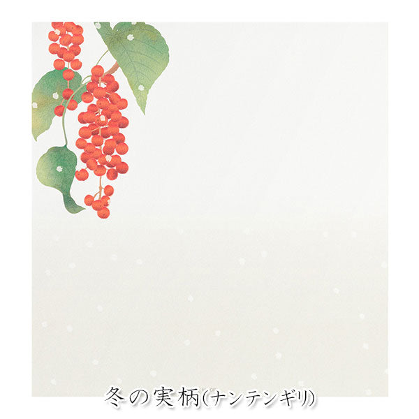冬レター [便箋] 越前和紙 16枚入り [冬の実柄] デザインフィル(ミドリ) 81000 [M便 1/4]