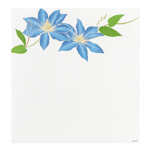 初夏レター [便箋] 越前和紙 16枚入り [夏の花柄] デザインフィル(ミドリ) 85949 [M便 1/4]