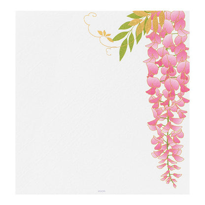 初夏レター [便箋] 伊予和紙 16枚入り [シルク 藤柄] デザインフィル(ミドリ) 85951 [M便 1/4]