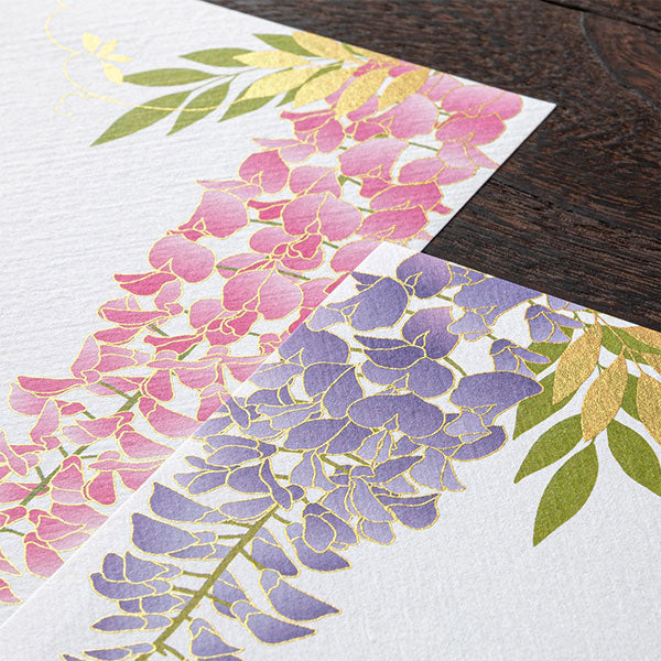 初夏レター [便箋] 伊予和紙 16枚入り [シルク 藤柄] デザインフィル(ミドリ) 85951 [M便 1/4]