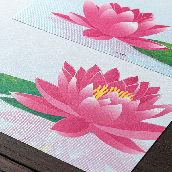 盛夏レター [便箋/シルク 水鏡睡蓮柄] 伊予和紙 16枚入り デザイン