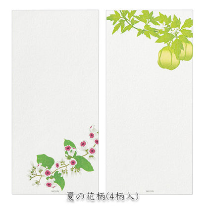 盛夏レター [一筆箋/夏の花柄] 越前和紙 16枚入り デザインフィル(ミドリ) 89587 [M便 1/8]