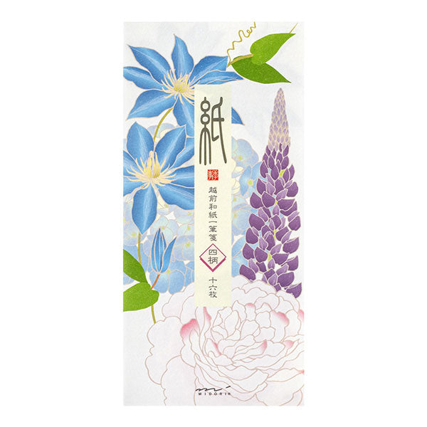 初夏レター [一筆箋] 越前和紙 16枚入り [夏の花柄] デザインフィル(ミドリ) 89603 [M便 1/8]