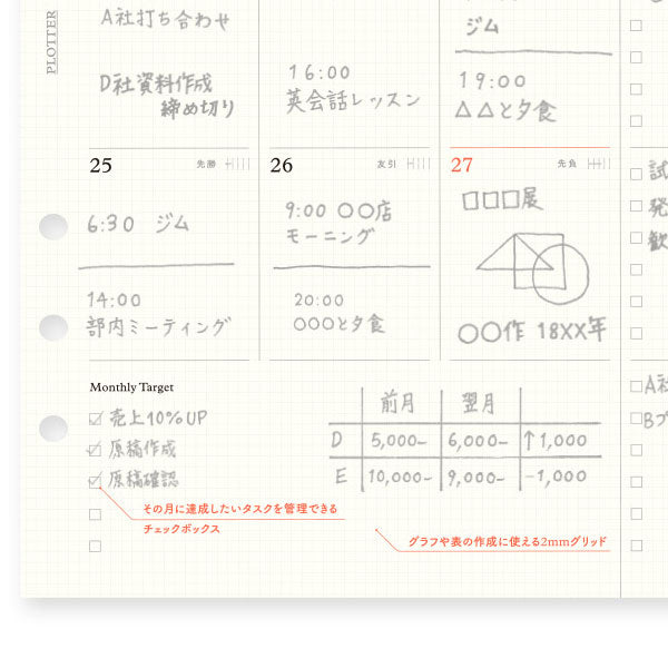 001 2026年 ダイアリーリフィル 月間ブロック [A5サイズ] 2025年12月・月曜始まり PLOTTER 77718168 [M便 1/12]