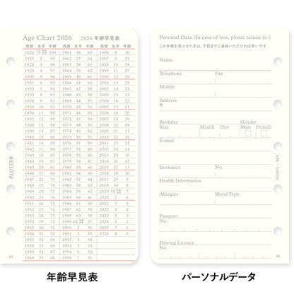 001 2026年 ダイアリーリフィル 月間ブロック [ミニ5サイズ] 2025年12月・月曜始まり PLOTTER 77718172 [M便 1/40]