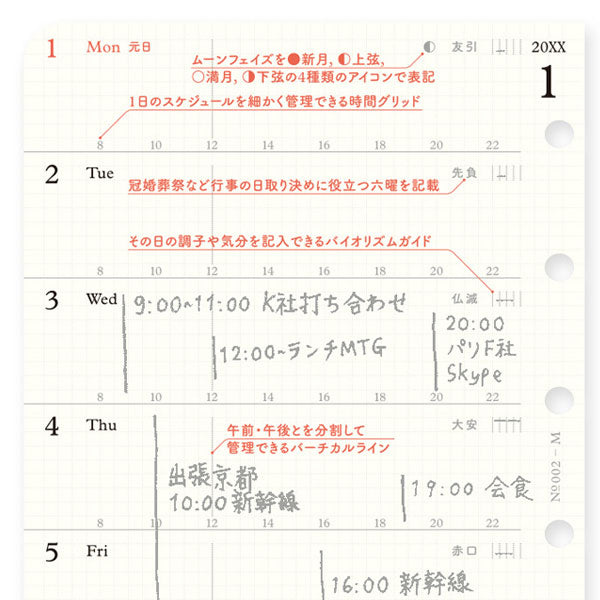 002 2026年 ダイアリーリフィル 週間レフト式 [ミニサイズ] 2026年1月・月曜始まり 週間+メモ PLOTTER 77718176 [M便 1/8]