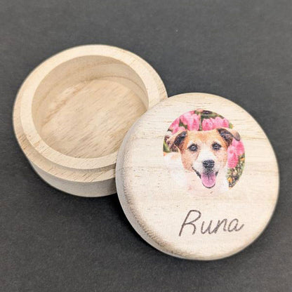 【写真・名入れ可能】犬のケース オリジナル 桐箱 [丸型]