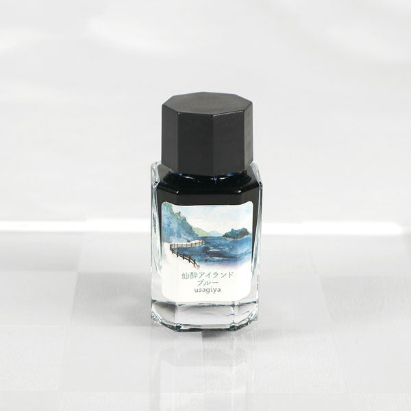 【仙酔アイランドブルー】備後彩雲シリーズ 万年筆インク 15ml 箱入り うさぎやオリジナル U-BG002