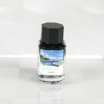 【瀬戸内マリンブルー】備中想色シリーズ 万年筆インク 15ml 箱入り うさぎやオリジナル U-BT010